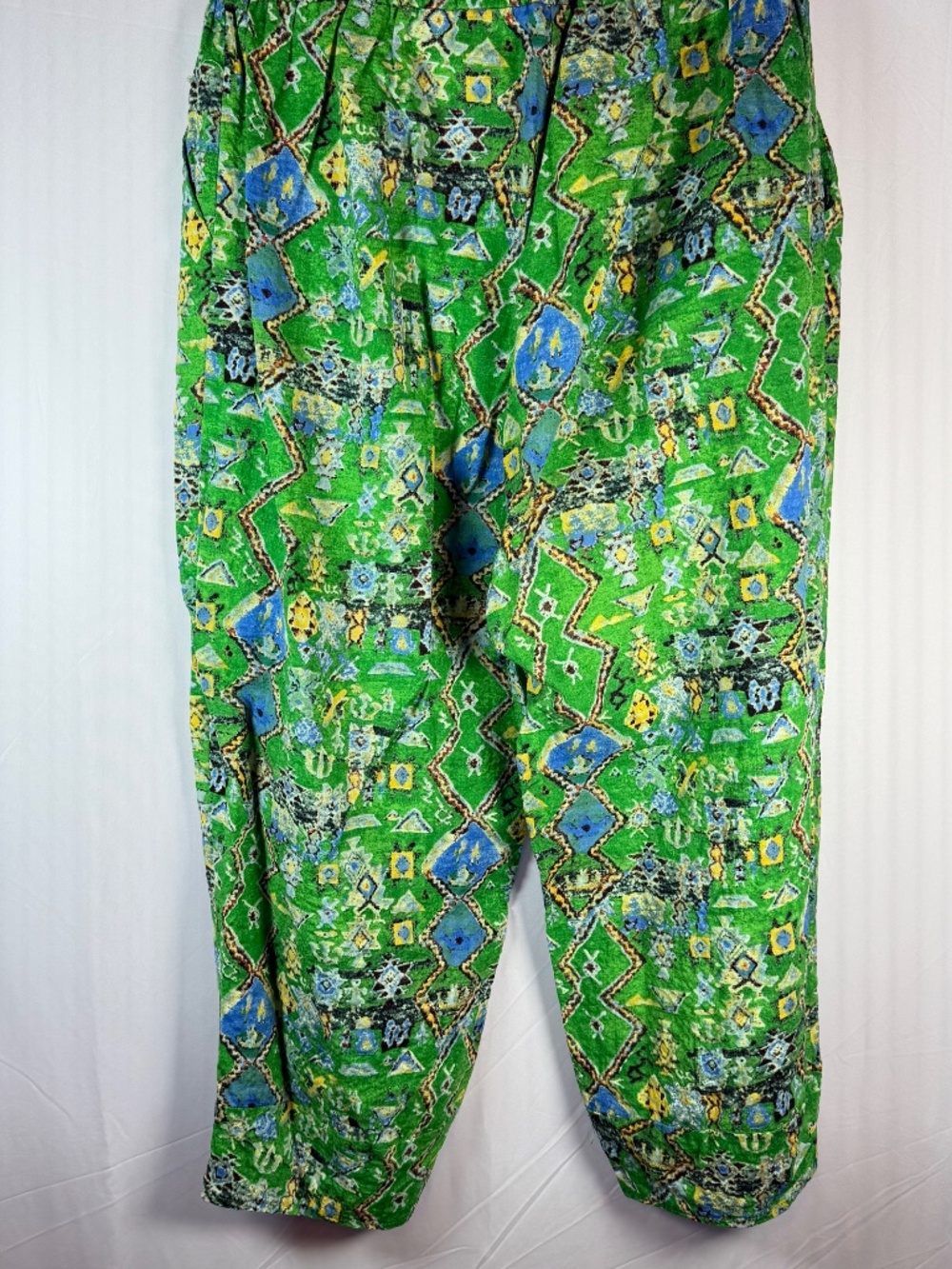 Beach crop pants lime green boho pattern, XXL - Picture 4 of 4